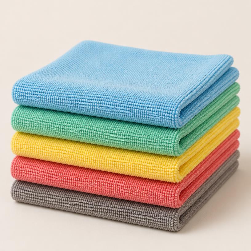 Stack of folded microfiber cloths